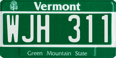 VT license plate WJH311
