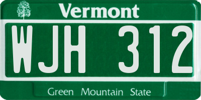 VT license plate WJH312