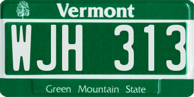 VT license plate WJH313