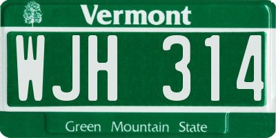 VT license plate WJH314