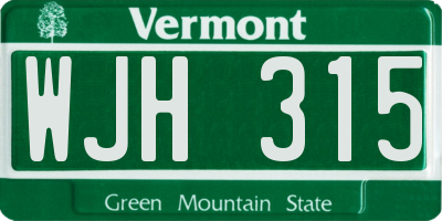 VT license plate WJH315
