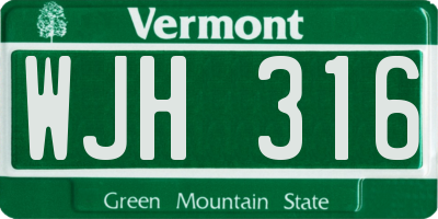 VT license plate WJH316