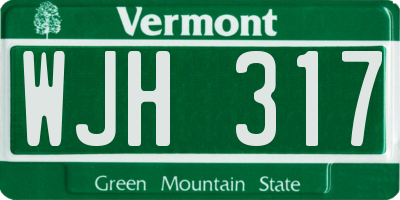 VT license plate WJH317