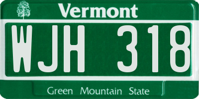 VT license plate WJH318