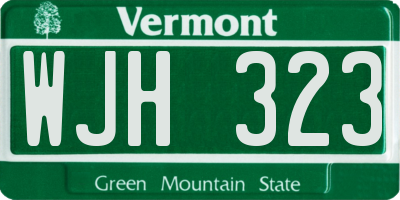 VT license plate WJH323