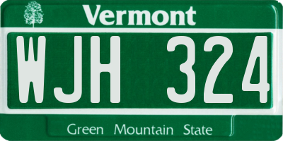 VT license plate WJH324