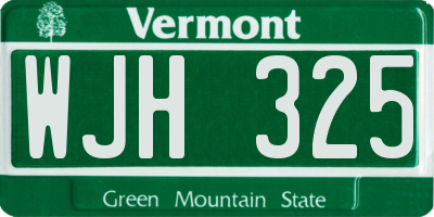VT license plate WJH325