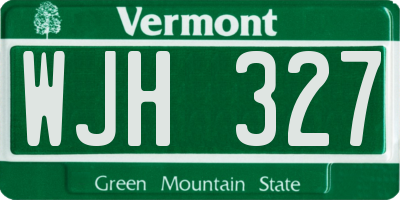 VT license plate WJH327