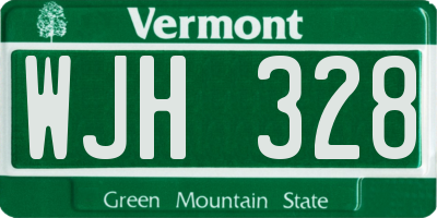 VT license plate WJH328