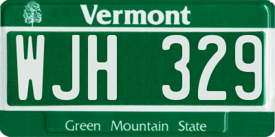 VT license plate WJH329