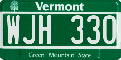 VT license plate WJH330