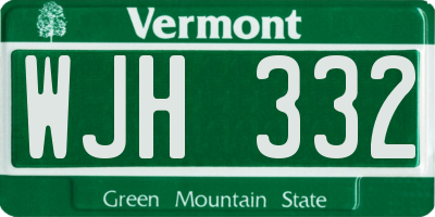 VT license plate WJH332