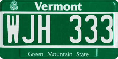 VT license plate WJH333