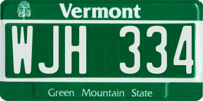 VT license plate WJH334