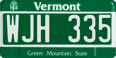 VT license plate WJH335