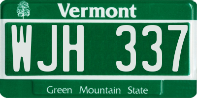 VT license plate WJH337