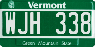 VT license plate WJH338