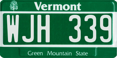 VT license plate WJH339
