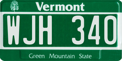 VT license plate WJH340