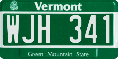 VT license plate WJH341