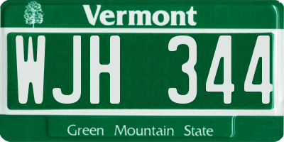 VT license plate WJH344
