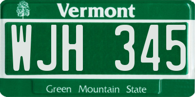 VT license plate WJH345