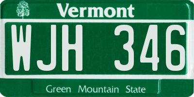 VT license plate WJH346