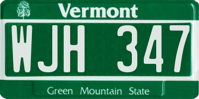 VT license plate WJH347