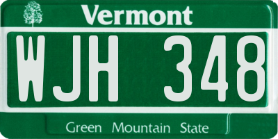 VT license plate WJH348