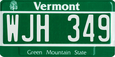 VT license plate WJH349