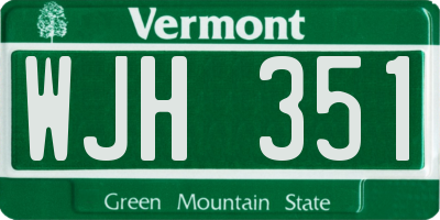 VT license plate WJH351