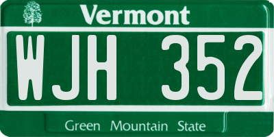 VT license plate WJH352