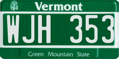 VT license plate WJH353