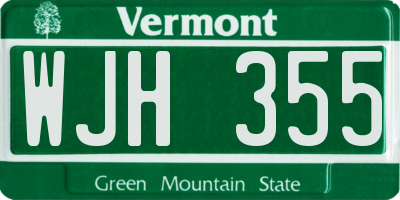 VT license plate WJH355