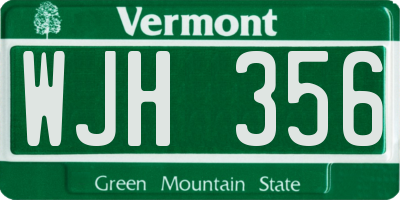 VT license plate WJH356