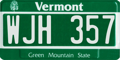 VT license plate WJH357