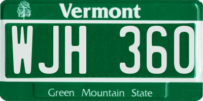 VT license plate WJH360