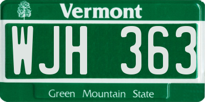 VT license plate WJH363