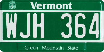 VT license plate WJH364