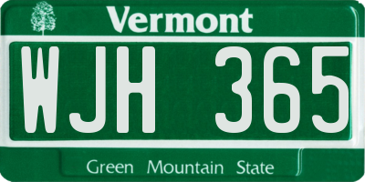 VT license plate WJH365
