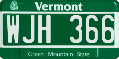 VT license plate WJH366