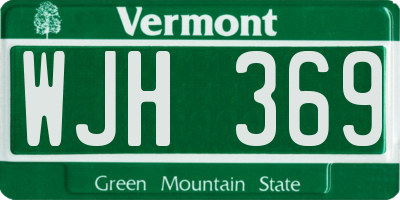 VT license plate WJH369