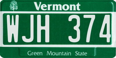 VT license plate WJH374