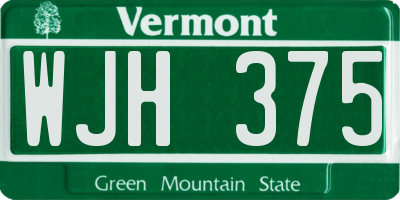 VT license plate WJH375