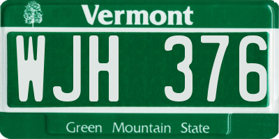 VT license plate WJH376