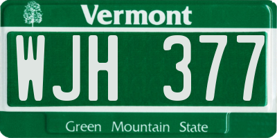 VT license plate WJH377