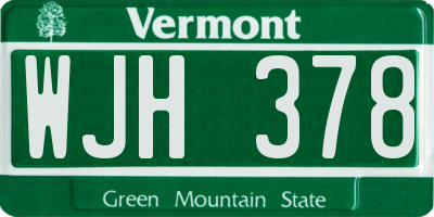 VT license plate WJH378