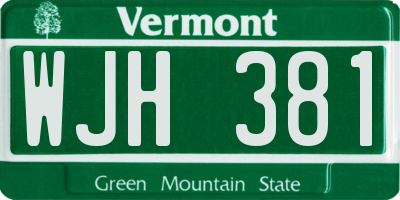 VT license plate WJH381