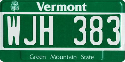 VT license plate WJH383