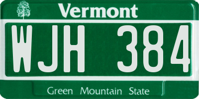 VT license plate WJH384